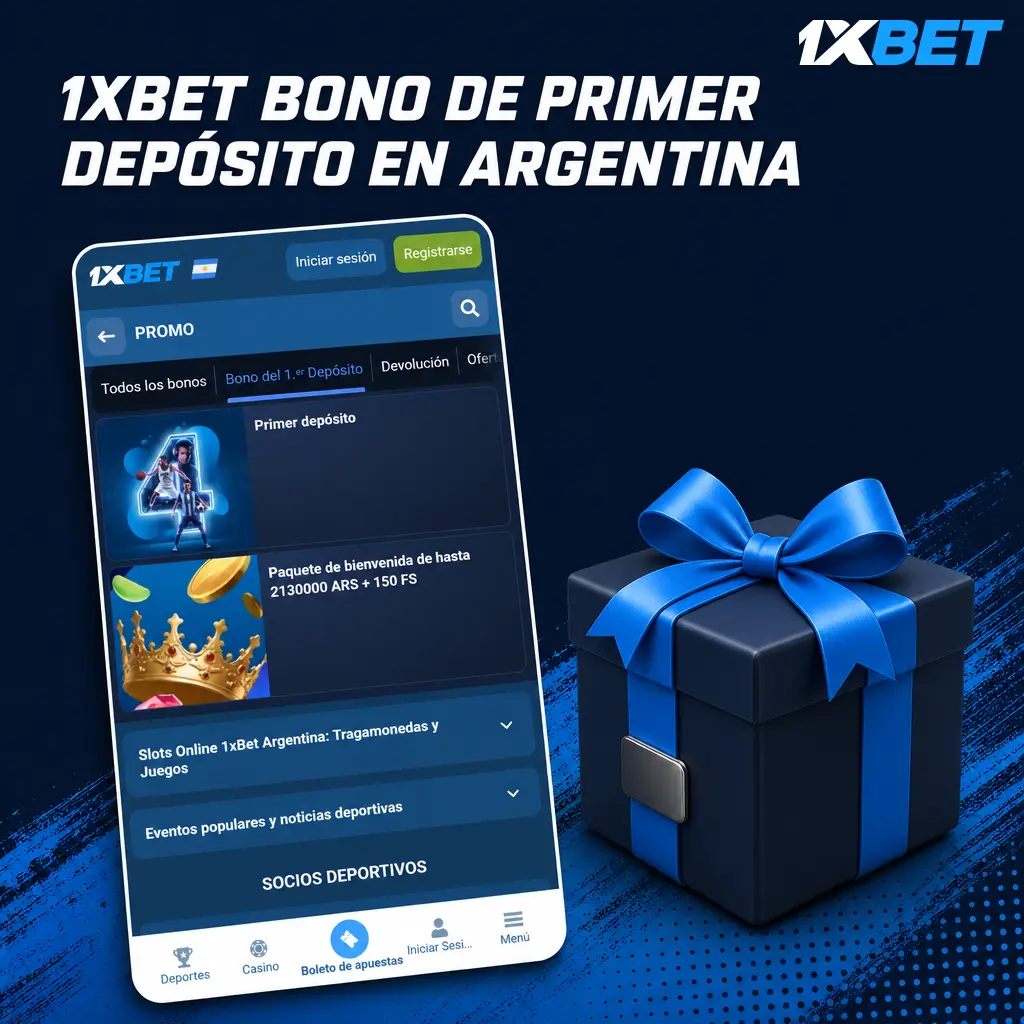 Bono de primer depósito de 1xbet Argentina: 300% en deportes o casino, con giros gratis y acreditación automática en la caja