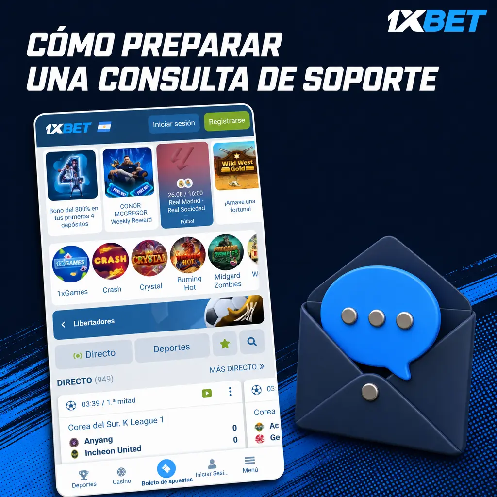 Datos clave para preparar una consulta de soporte en 1xbet: ID de cuenta, transacción, fecha, capturas y método de pago