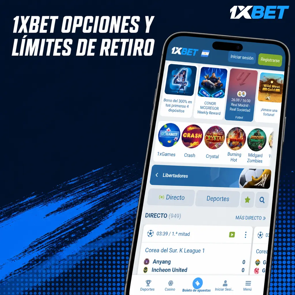 Tabla de límites y tiempos de retiro en 1xbet Argentina según método de pago, sin comisiones y con montos desde 1.000 ARS.