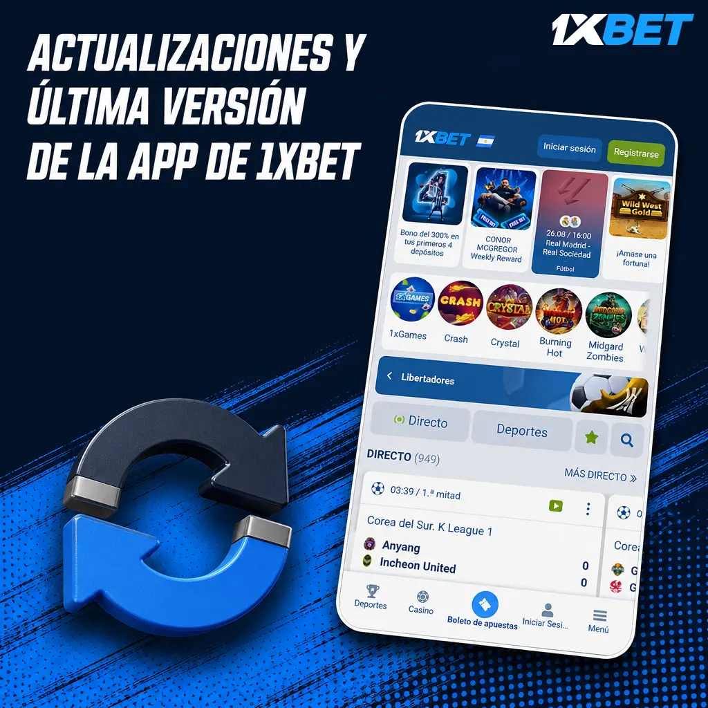 Última versión de la app de 1xbet: aviso de actualización, descarga del APK e instalación sin perder datos de la cuenta.