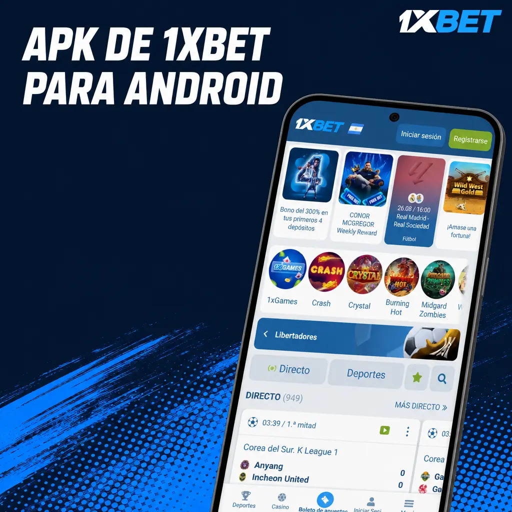 Descargá el APK de 1xbet para Android fuera de Google Play y accedé a todas las funciones del sportsbook y casino.