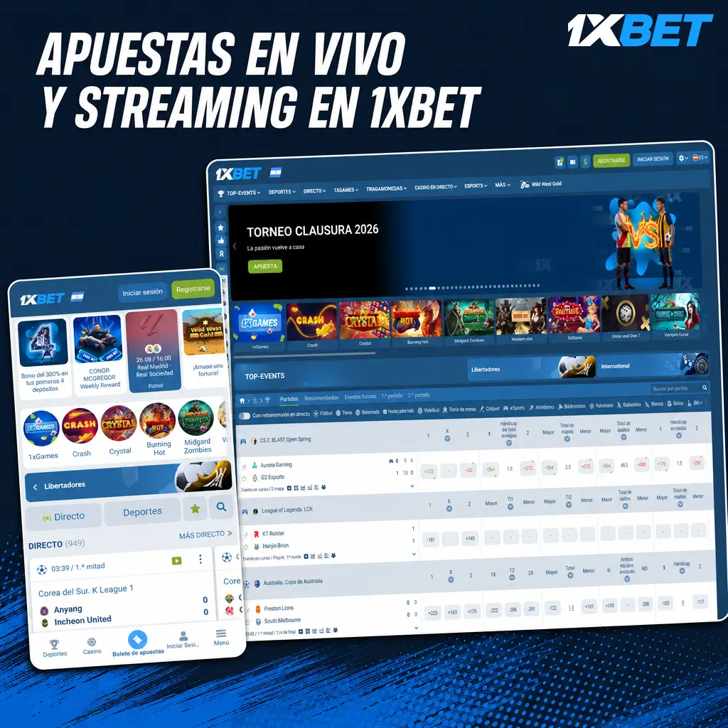 Apuestas en vivo y streaming gratuito en 1xbet con cuotas actualizadas, estadísticas y seguimiento multi-live de partidos