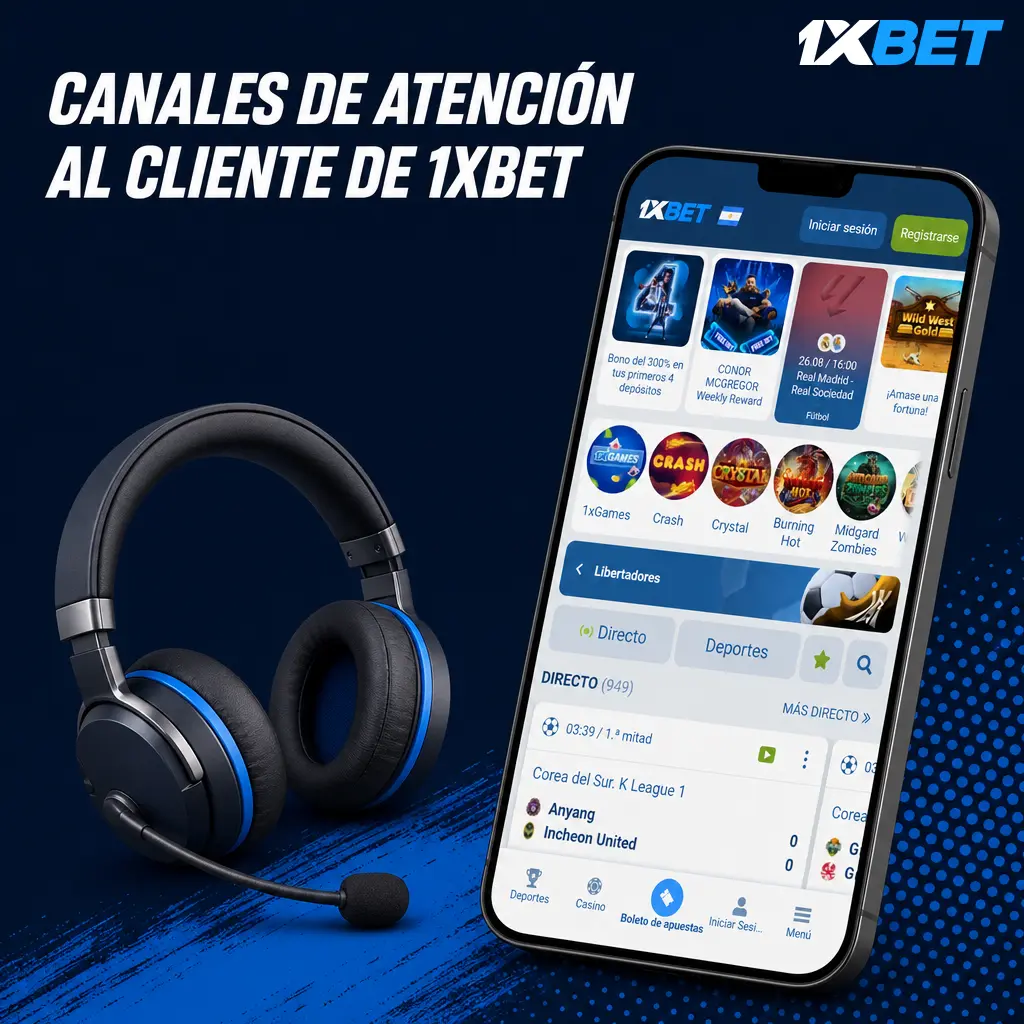 Canales de atención al cliente de 1xBet disponibles las 24 horas, los 7 días, con soporte en español.