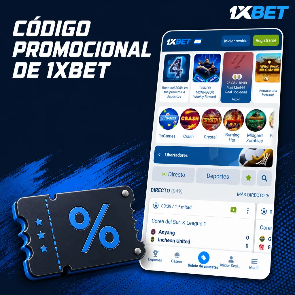 Código promocional de 1xbet para Argentina: giros gratis en el registro y bonos de recarga en la sección Cajero.