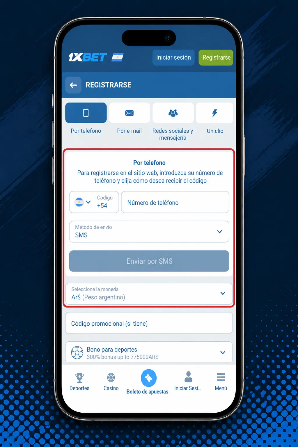 Pasos para crear una cuenta en 1xbet: registro rápido en 2 a 3 minutos con datos personales y moneda ARS.