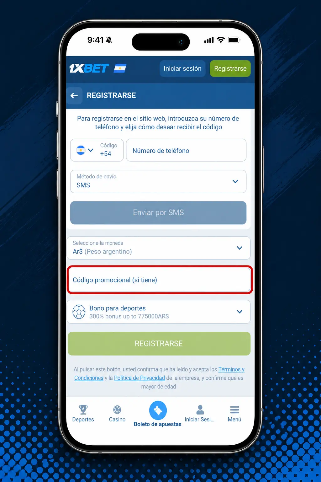 Pasos para crear una cuenta en 1xbet Argentina: registro rápido en minutos con teléfono, email o red social