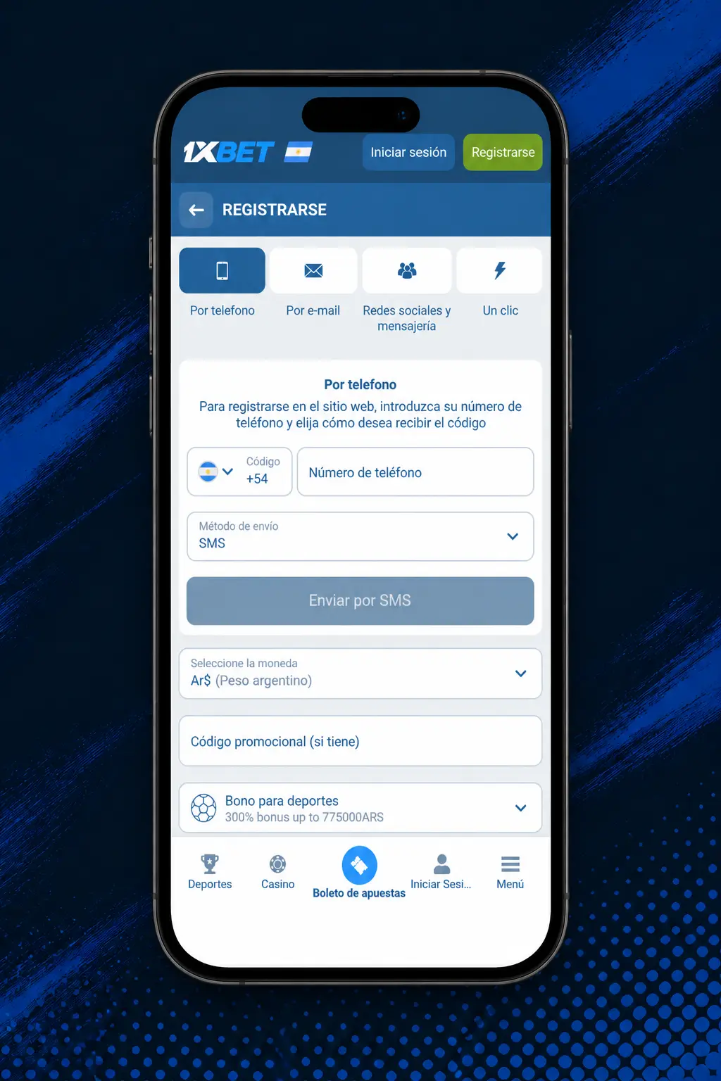 Pasos para registrarte, depositar y jugar en el casino de 1xbet Argentina, desde el registro hasta la primera apuesta