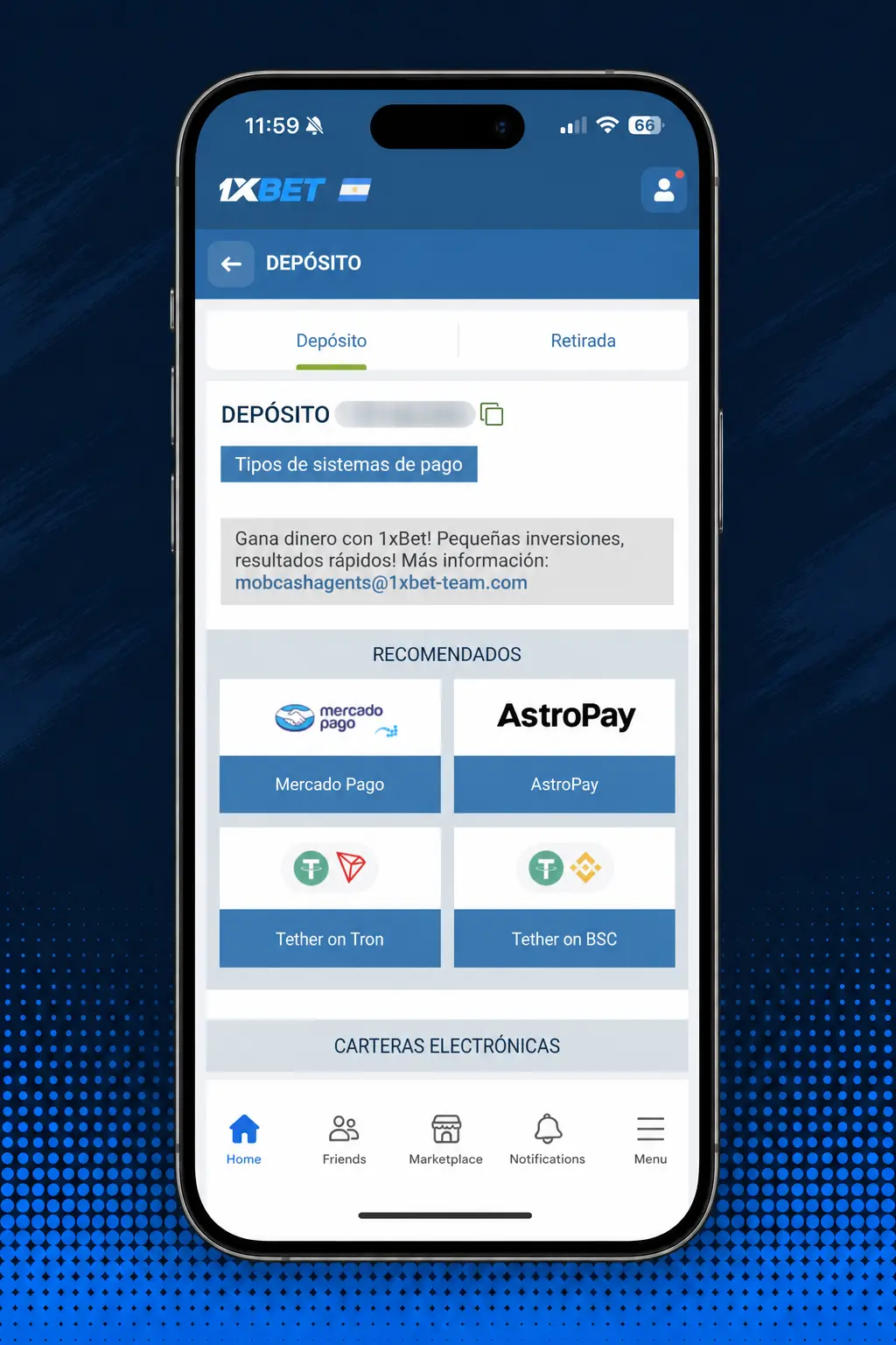 Pasos para hacer un depósito en 1xbet: iniciar sesión, elegir método de pago, cargar monto y confirmar la operación.