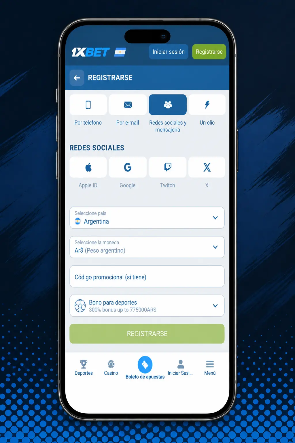 Pasos para realizar una apuesta deportiva en 1xbet: elegir evento, cuota, monto en ARS y confirmar la apuesta.