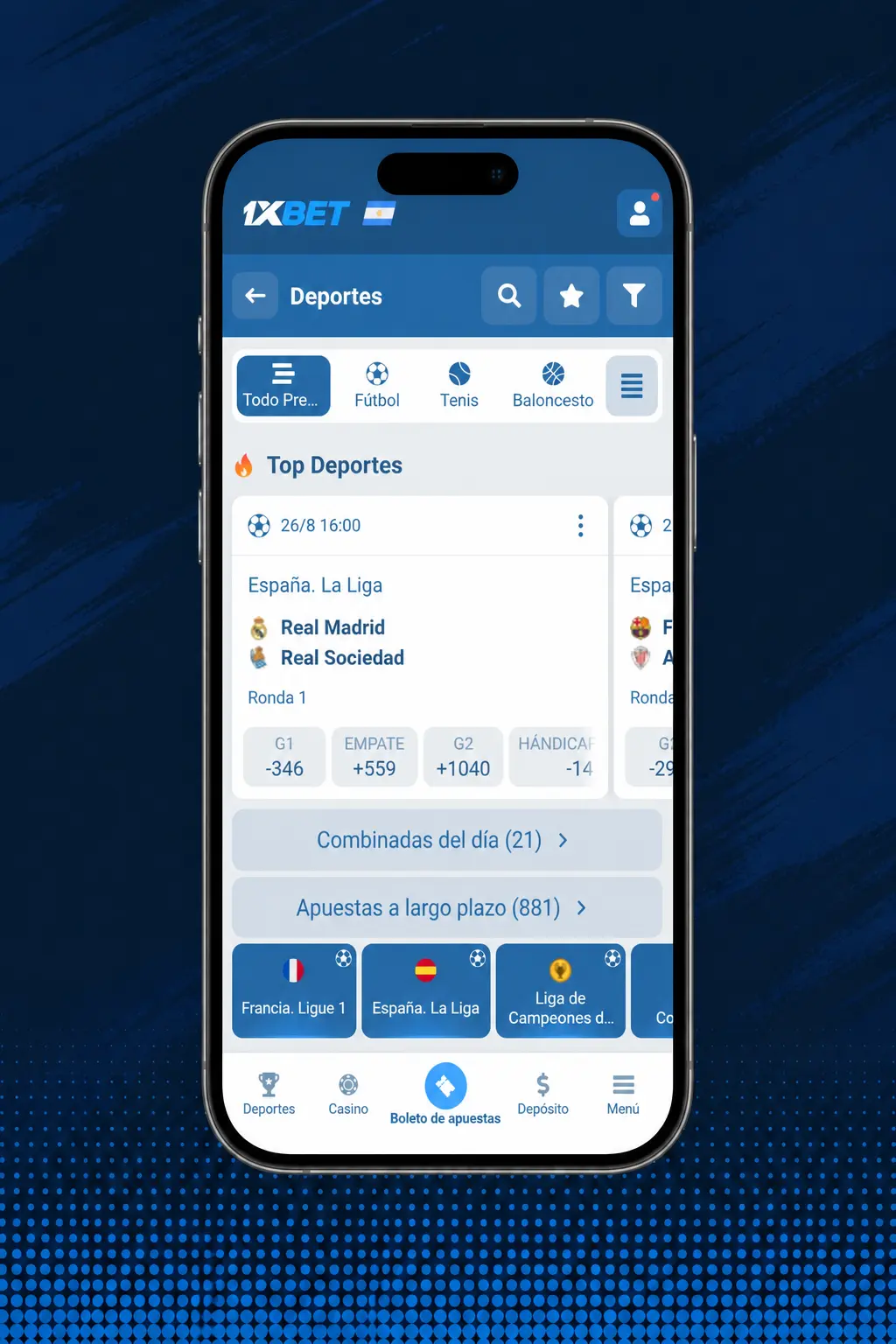 Pasos para registrarse, depositar y realizar una apuesta en 1xbet desde el sitio web en Argentina