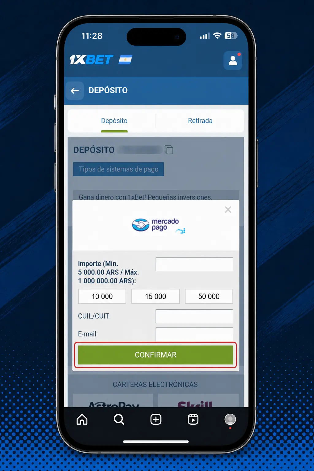 Pasos para reclamar un bono de 1xbet: registro, elección de oferta, depósito mínimo y verificación del saldo en Mi Cuenta.