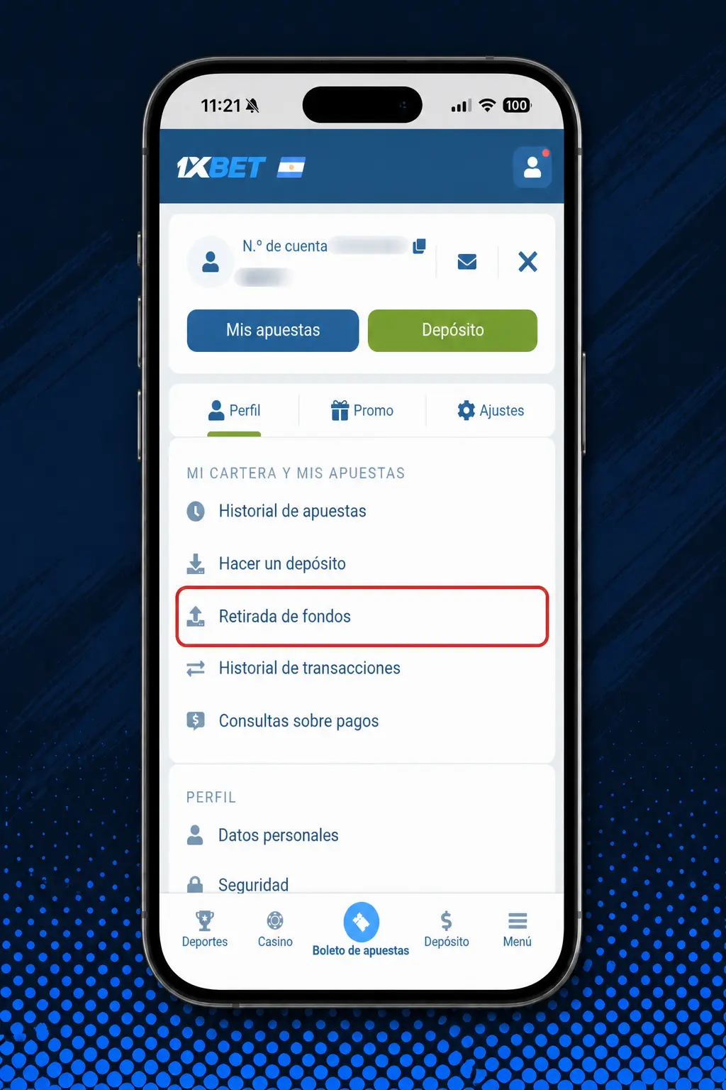 Pasos para retirar fondos de 1xbet: acceder a la cuenta, elegir método de pago e ingresar los datos para confirmar el retiro.