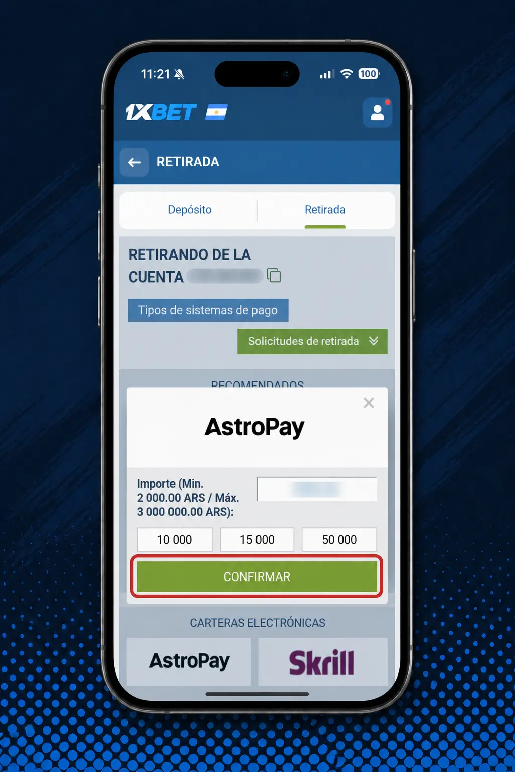 Pasos para retirar fondos en 1xbet: acceder a la cuenta, elegir método de pago e ingresar los datos para confirmar el retiro.