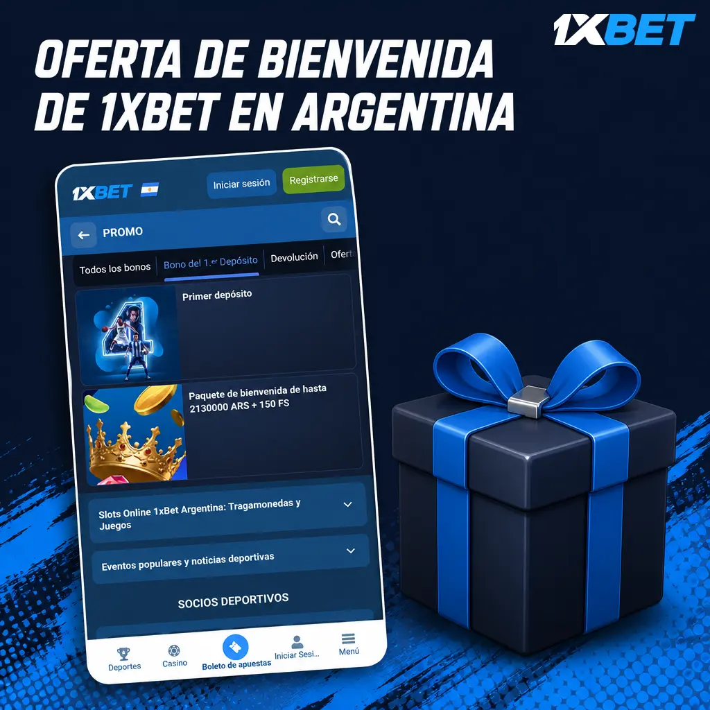 Oferta de bienvenida de 1xBet en Argentina: bono de bienvenida para deportes y casino con primer depósito desde 2.000 ARS.