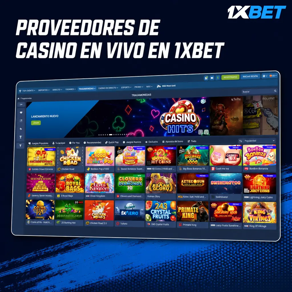 Proveedores de casino en vivo en 1xbet: Evolution, Ezugi, Pragmatic Play Live, Vivo Gaming, Lucky Streak y Betgames.